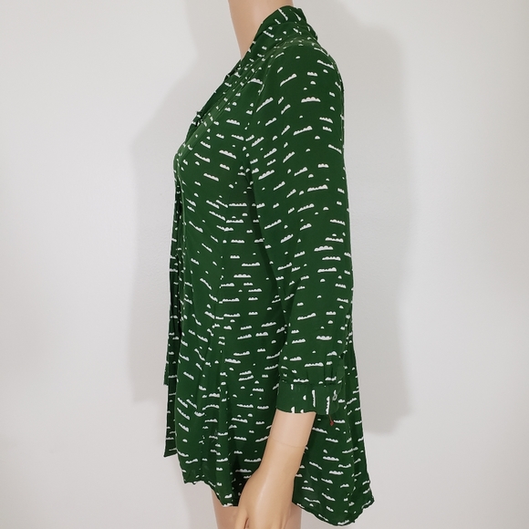 Maeve Green Tie Front top Blouse S kelly green 3/4 sleeves anthropologie hi lo - Picture 3 of 6